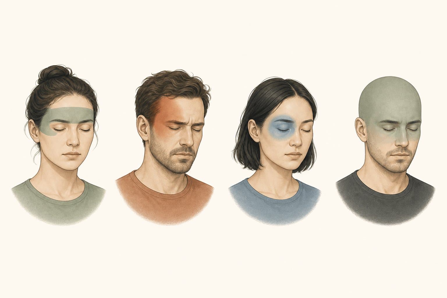 Illustration som jämför flera huvudvärkstyper
