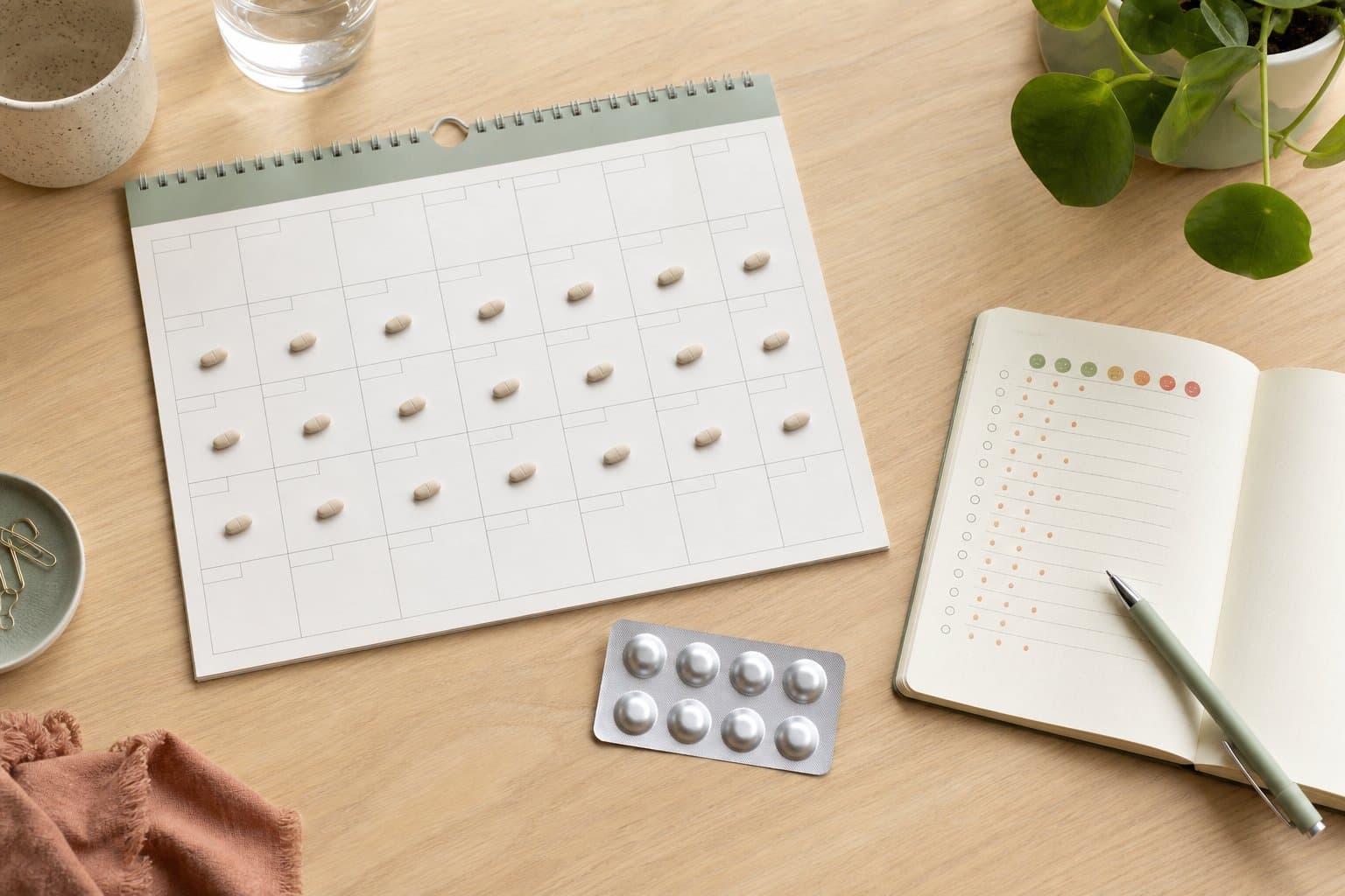 Kalender som markerar dagar med huvudvärk och akutläkemedel